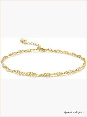 14K Gold Plated Wave Chain Anklet Singapore Ankle Bracelet